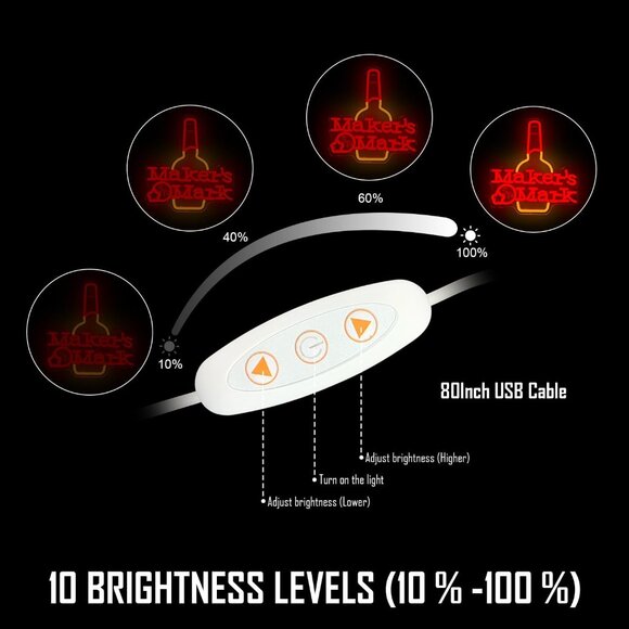 Makesr Mark whiskey Neon Sign for Bar Pub Man Cave and Party Bright Led Light - Picture 3 of 4